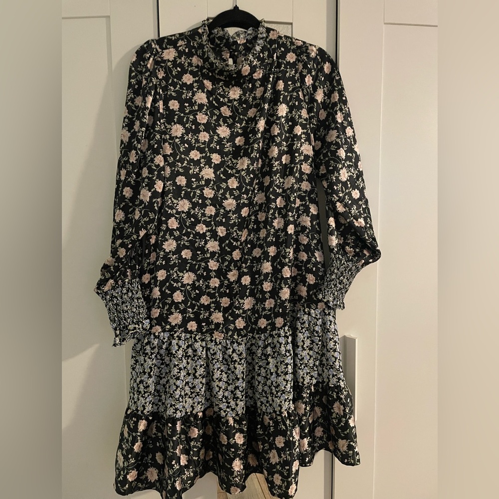 MELLODAY Black Floral Long Sleeve Dress Sz. S